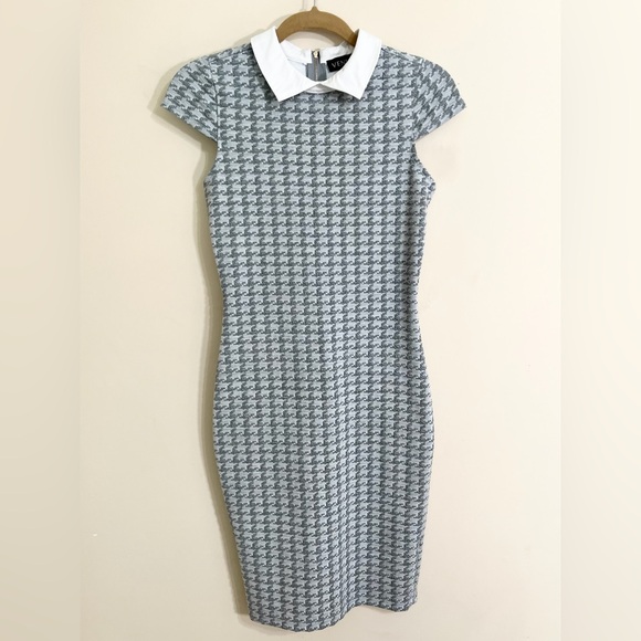 VENUS Dresses & Skirts - VENUS Women's Collared Cap Sleeve Houndstooth Bodycon Office Siren Dress Size 4‎